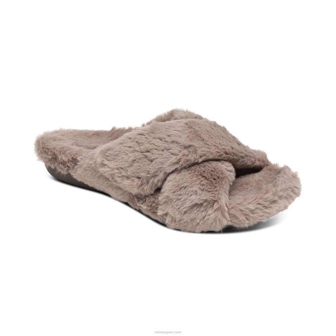 sievietes Aetrex penelope regulējamas mākslīgās kažokādas čības LHF6225 taupe