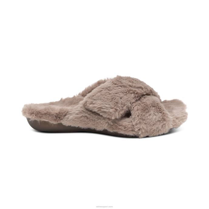 sievietes Aetrex penelope regulējamas mākslīgās kažokādas čības LHF6225 taupe