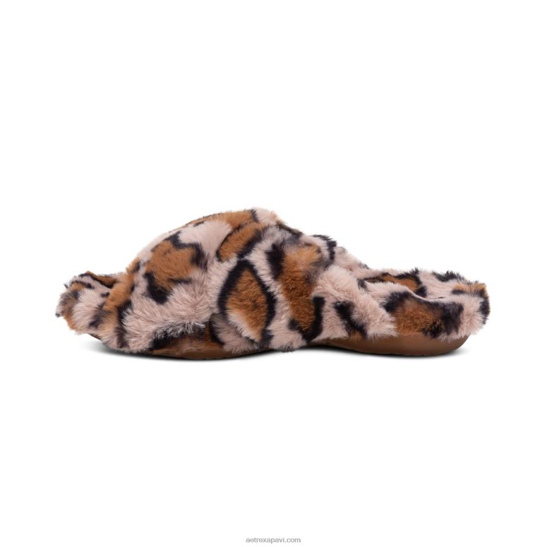 sievietes Aetrex penelope regulējamas mākslīgās kažokādas čības P0H0D212 leopards