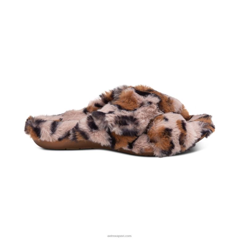 sievietes Aetrex penelope regulējamas mākslīgās kažokādas čības P0H0D212 leopards