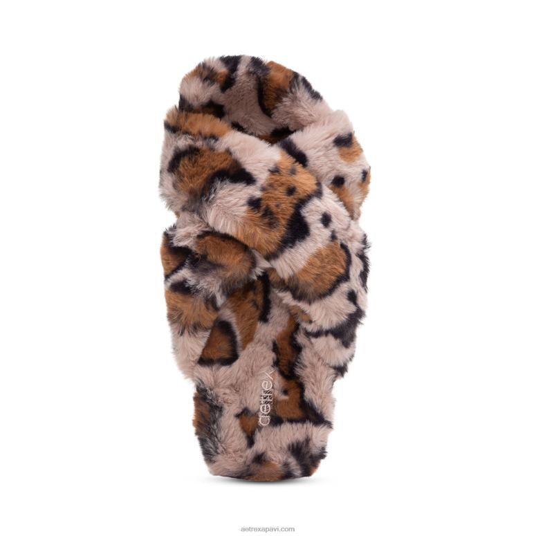 sievietes Aetrex penelope regulējamas mākslīgās kažokādas čības P0H0D212 leopards