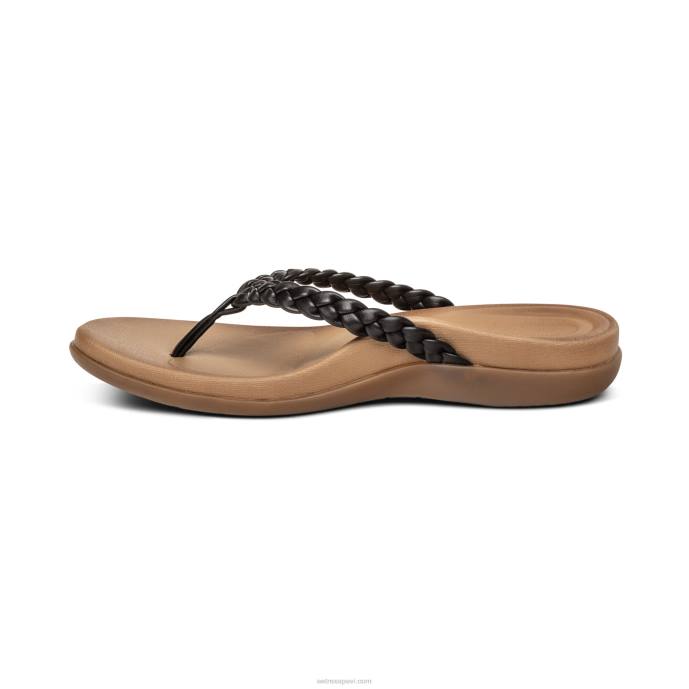 sievietes Aetrex rachel string sandales LHF6246 melns