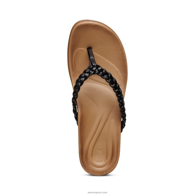 sievietes Aetrex rachel string sandales P0H0D246 melns