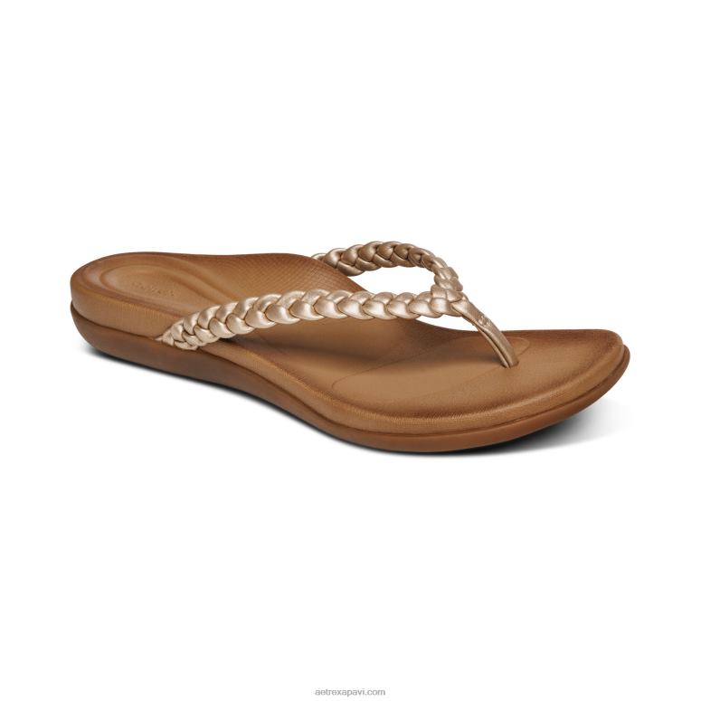 sievietes Aetrex rachel string sandales P0H0D265 zelts