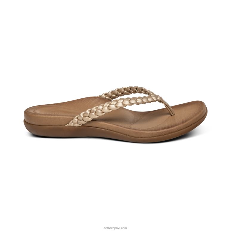 sievietes Aetrex rachel string sandales P0H0D265 zelts