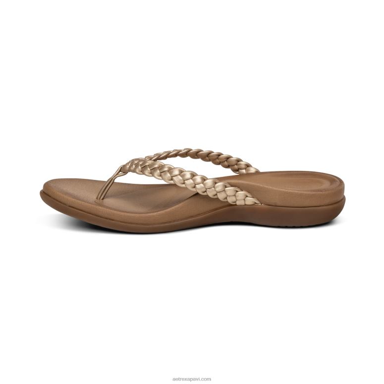 sievietes Aetrex rachel string sandales P0H0D265 zelts