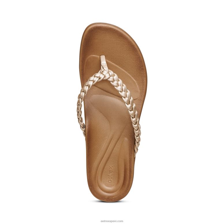 sievietes Aetrex rachel string sandales P0H0D265 zelts