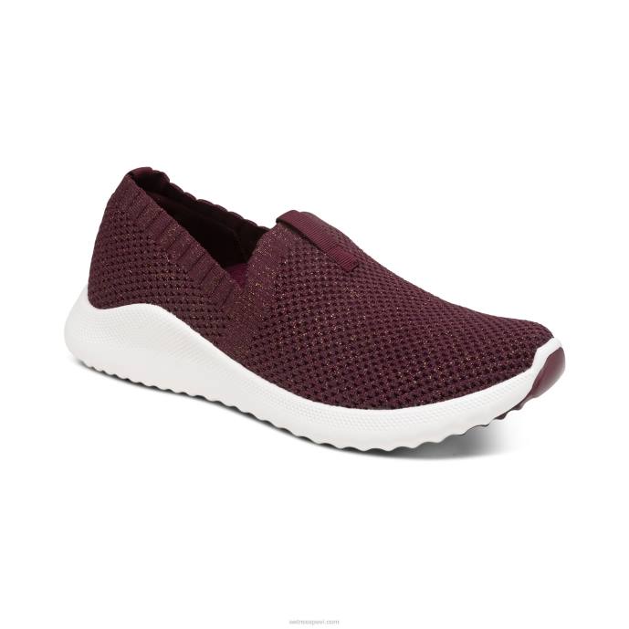 sievietes Aetrex angie arch atbalsta kedas LHF6177 mirdzoša bordo