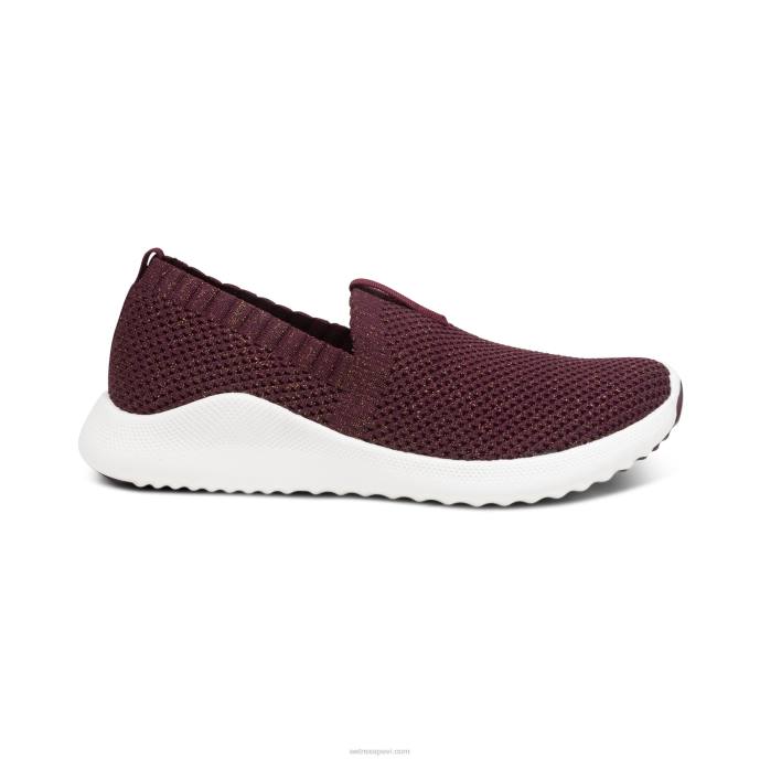 sievietes Aetrex angie arch atbalsta kedas LHF6177 mirdzoša bordo