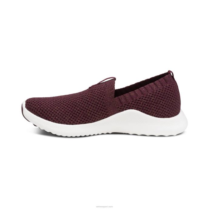 sievietes Aetrex angie arch atbalsta kedas LHF6177 mirdzoša bordo