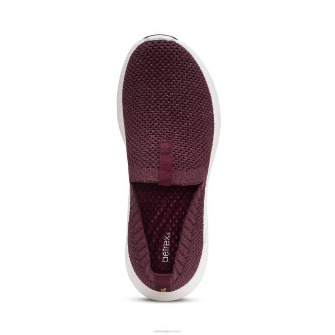 sievietes Aetrex angie arch atbalsta kedas LHF6177 mirdzoša bordo