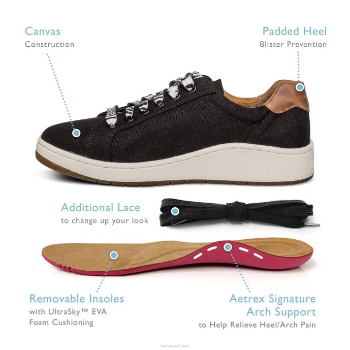 sievietes Aetrex renee arch support kedas LHF6283 melns