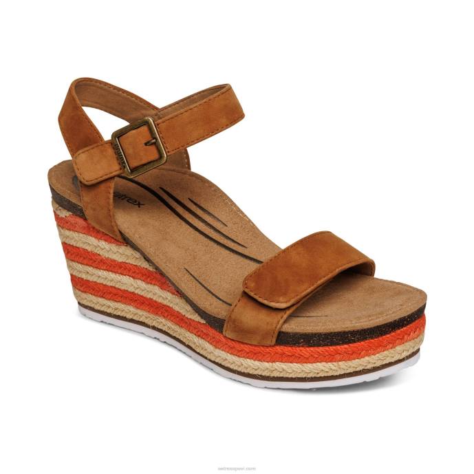 sievietes Aetrex Sidnejas ceturkšņa siksna espadrille ķīlis LHF6193 konjaks