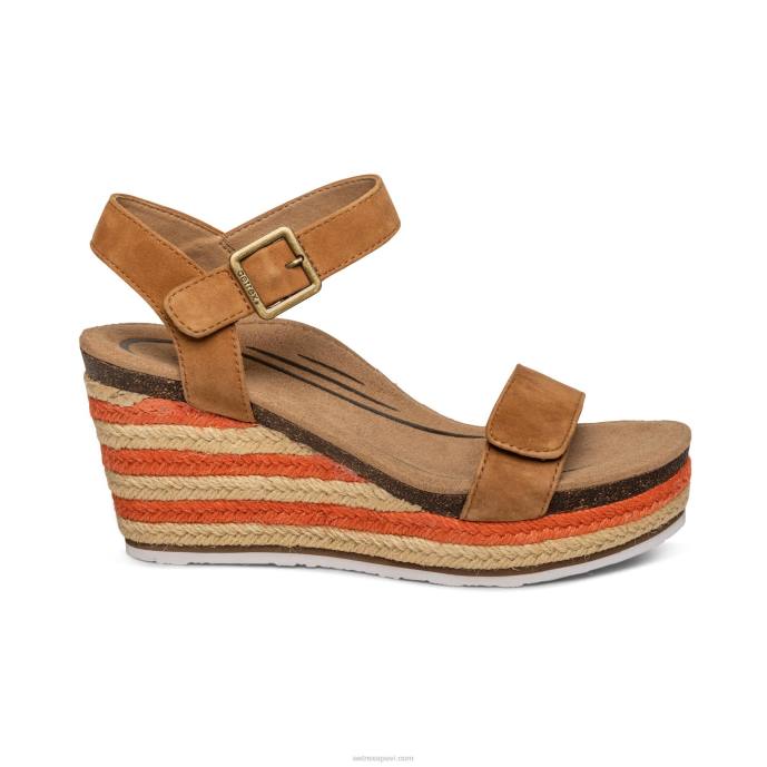 sievietes Aetrex Sidnejas ceturkšņa siksna espadrille ķīlis LHF6193 konjaks