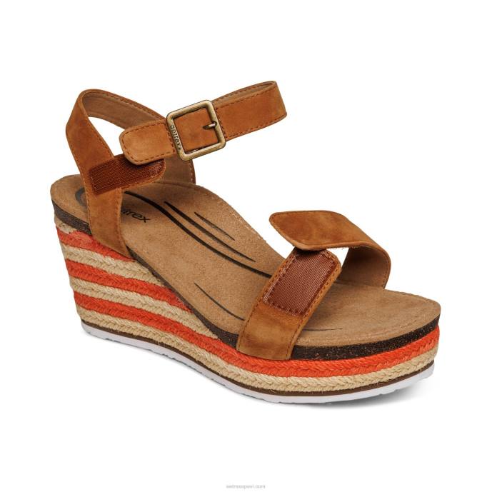 sievietes Aetrex Sidnejas ceturkšņa siksna espadrille ķīlis LHF6193 konjaks