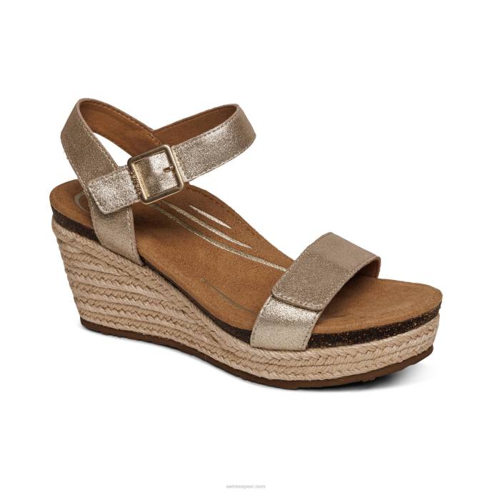 sievietes Aetrex Sidnejas ceturkšņa siksna espadrille ķīlis LHF6275 šampanietis