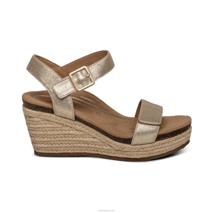 sievietes Aetrex Sidnejas ceturkšņa siksna espadrille ķīlis LHF6275 šampanietis