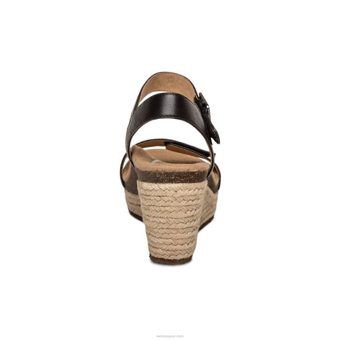 sievietes Aetrex Sidnejas ceturkšņa siksna espadrille ķīlis LHF6277 melna āda