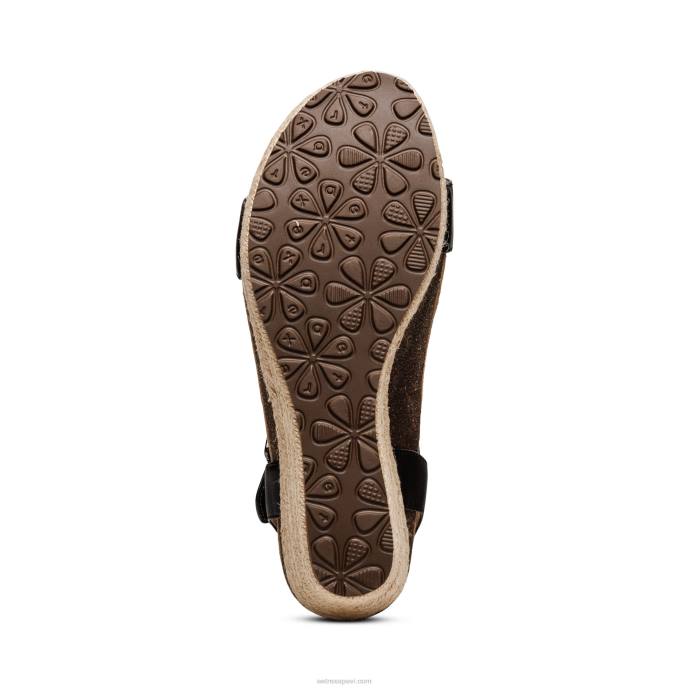 sievietes Aetrex Sidnejas ceturkšņa siksna espadrille ķīlis LHF6277 melna āda