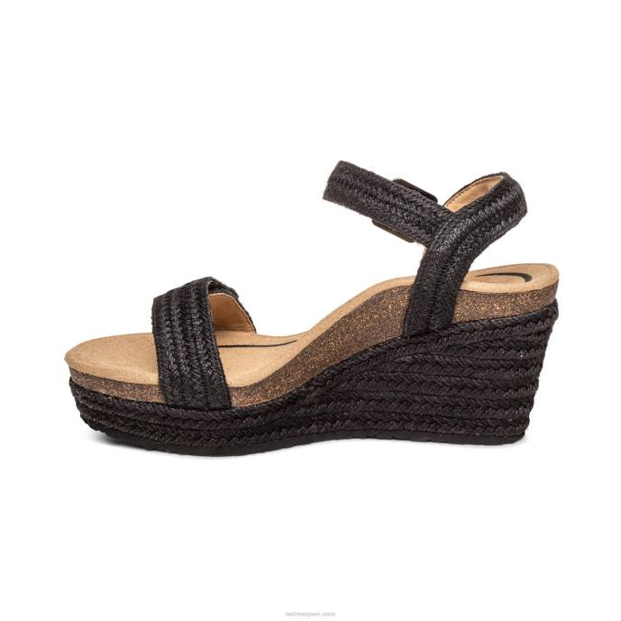 sievietes Aetrex Sidnejas ceturkšņa siksna espadrille ķīlis LHF6279 melnā džuta