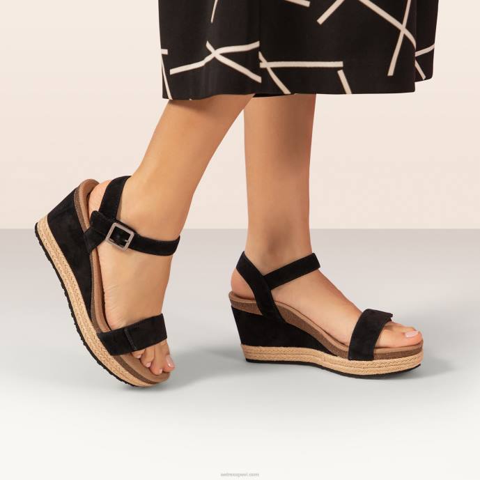 sievietes Aetrex Sidnejas ceturkšņa siksna espadrille ķīlis LHF6279 melnā džuta