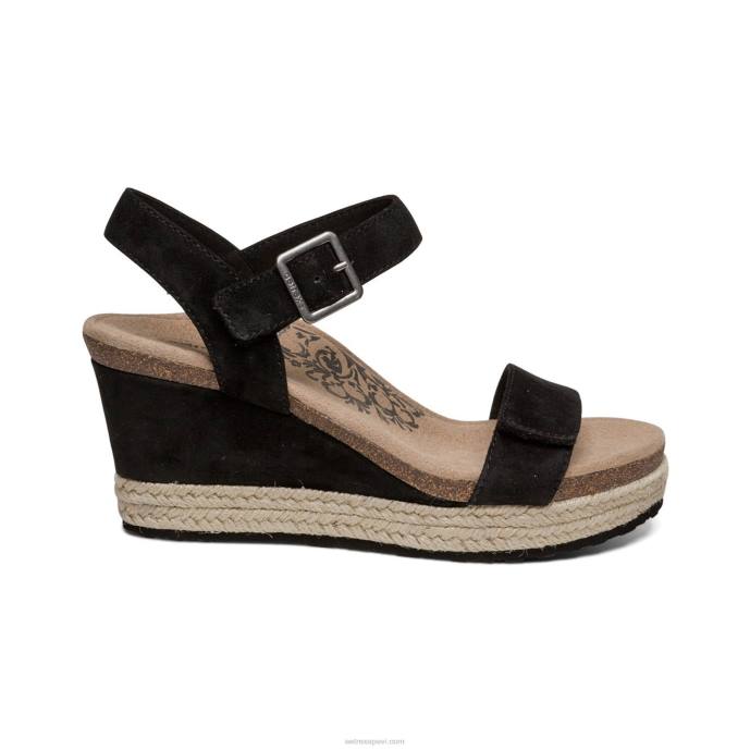 sievietes Aetrex Sidnejas ceturkšņa siksna espadrille ķīlis LHF69 melns