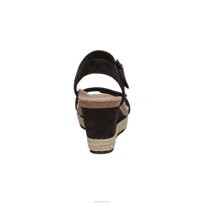 sievietes Aetrex Sidnejas ceturkšņa siksna espadrille ķīlis LHF69 melns