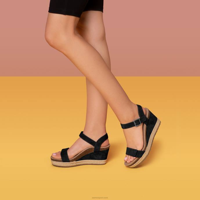 sievietes Aetrex Sidnejas ceturkšņa siksna espadrille ķīlis LHF69 melns