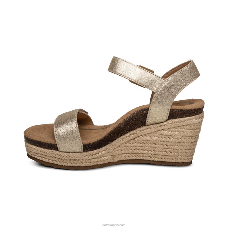 sievietes Aetrex Sidnejas ceturkšņa siksna espadrille ķīlis P0H0D275 šampanietis