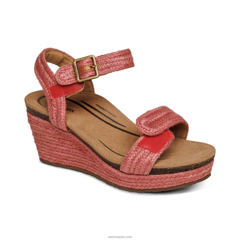 sievietes Aetrex Sidnejas ceturkšņa siksna espadrille ķīlis P0H0D276 aveņu