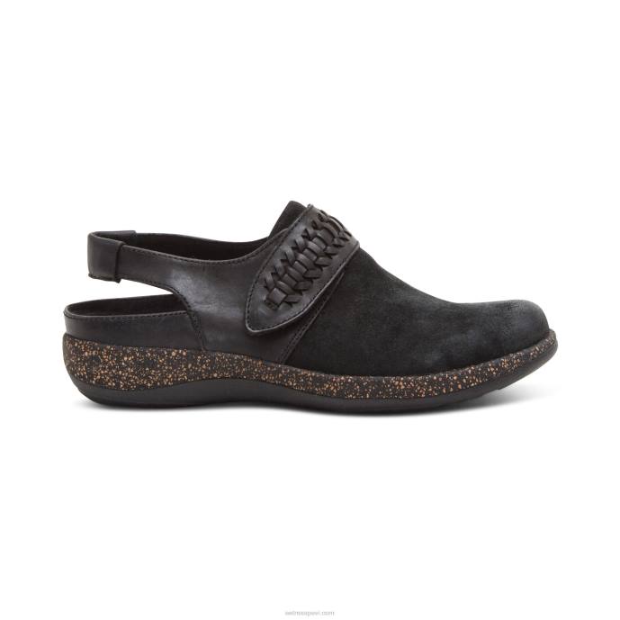 sievietes Aetrex leni slingback koka tupele LHF6191 melns