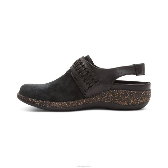 sievietes Aetrex leni slingback koka tupele LHF6191 melns