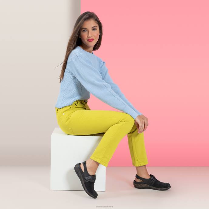 sievietes Aetrex leni slingback koka tupele LHF6191 melns