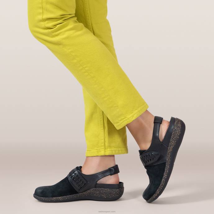 sievietes Aetrex leni slingback koka tupele LHF6191 melns