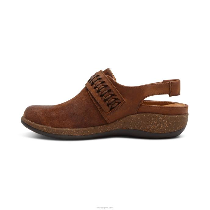 sievietes Aetrex leni slingback koka tupele LHF696 tabaka