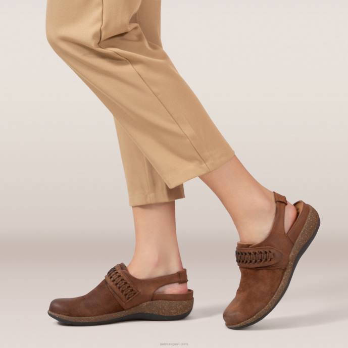 sievietes Aetrex leni slingback koka tupele LHF696 tabaka