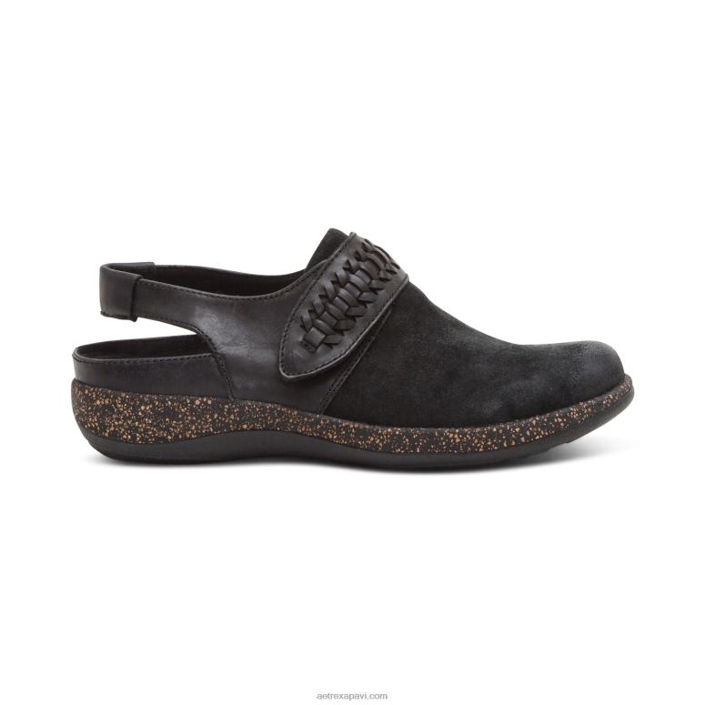 sievietes Aetrex leni slingback koka tupele P0H0D191 melns