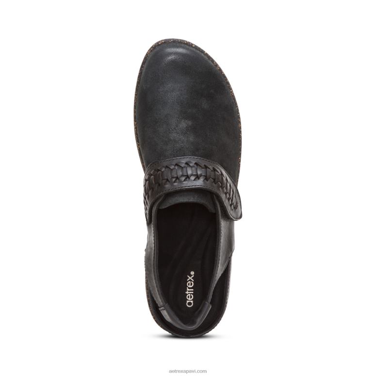 sievietes Aetrex leni slingback koka tupele P0H0D191 melns
