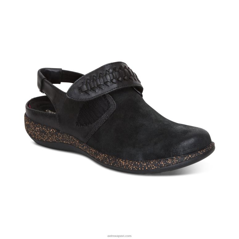 sievietes Aetrex leni slingback koka tupele P0H0D191 melns