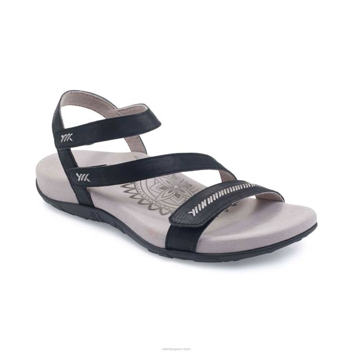 sievietes Aetrex Gabby regulējamas ceturtdaļas siksnas sandales LHF610 melns