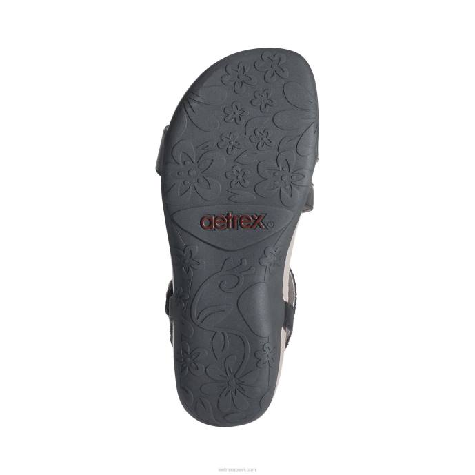 sievietes Aetrex Gabby regulējamas ceturtdaļas siksnas sandales LHF610 melns