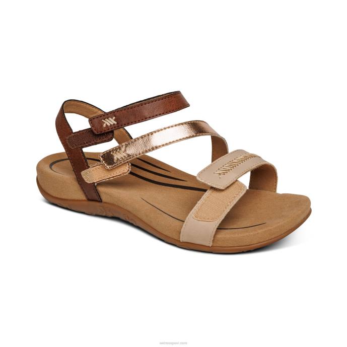 sievietes Aetrex Gabby regulējamas ceturtdaļas siksnas sandales LHF6194 neitrāls multi