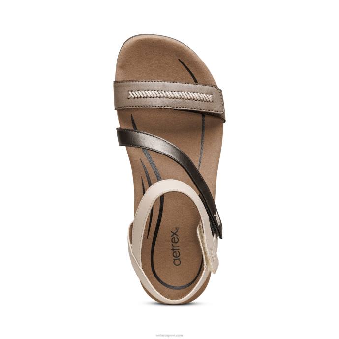 sievietes Aetrex Gabby regulējamas ceturtdaļas siksnas sandales LHF6309 akmens multi