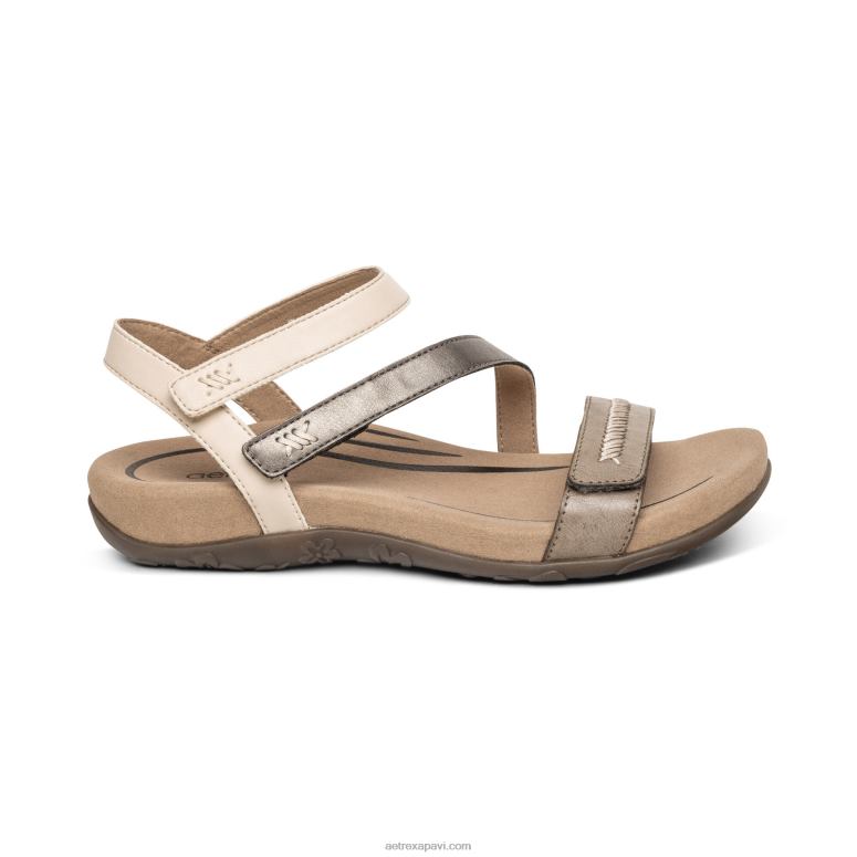 sievietes Aetrex Gabby regulējamas ceturtdaļas siksnas sandales P0H0D309 akmens multi