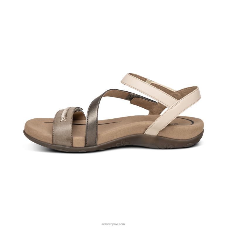 sievietes Aetrex Gabby regulējamas ceturtdaļas siksnas sandales P0H0D309 akmens multi