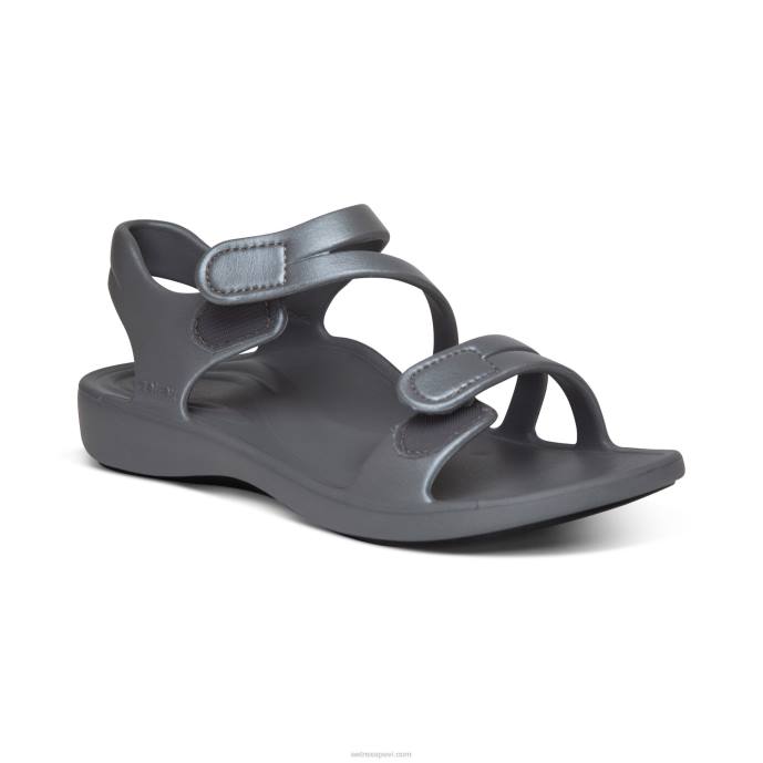 sievietes Aetrex Jillian sporta sandales LHF6147 mirdzoši pelēks