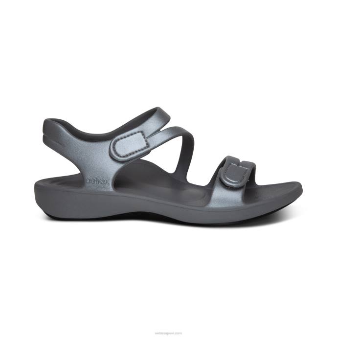 sievietes Aetrex Jillian sporta sandales LHF6147 mirdzoši pelēks