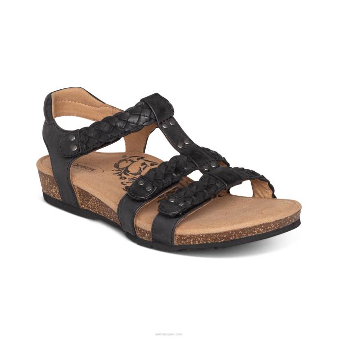 sievietes Aetrex Reese regulējamas gladiatora sandales LHF6169 melns