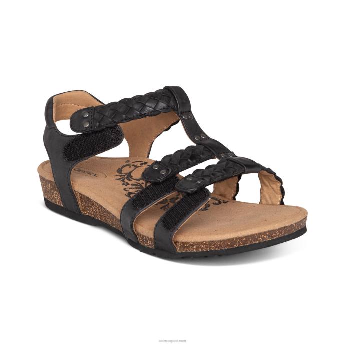 sievietes Aetrex Reese regulējamas gladiatora sandales LHF6169 melns