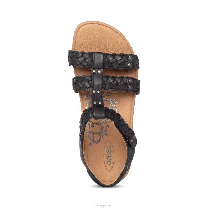 sievietes Aetrex Reese regulējamas gladiatora sandales LHF6169 melns